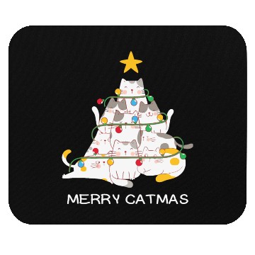 Discover Meowy And Bright Christmas Tree Lights Funny Meowy Mouse Pads