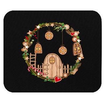 Discover Elf door in Christmas wreath for Christmas Mouse Pads
