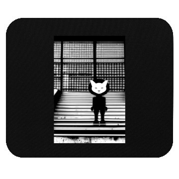 Discover White Cat in Mouse Pads Standing on the Steps - Street