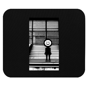 Discover Smiley Face in Mouse Pads Standing on the Steps Street