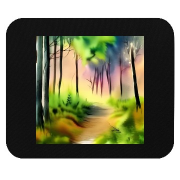 Discover Water color green forest Mouse Pads