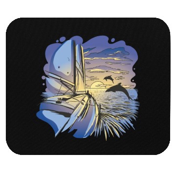 Discover Boat sailing ocean sunset dolphin Boat sailing oce Mouse Pads