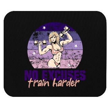 Discover NO EXCUSES, TRAIN HARDER AT THE GYM Mouse Pads