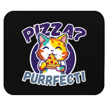 Discover Pizza Purrfect Cat eating Pizza Mouse Pads