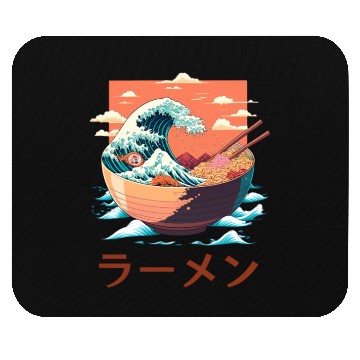 Discover Ramen bowl painting. Text means "Ramen" Mouse Pads