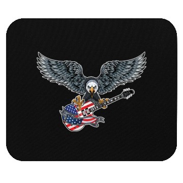 Discover Guitar Eagle USA Flag Patriotic Guitar Lovers US Mouse Pads