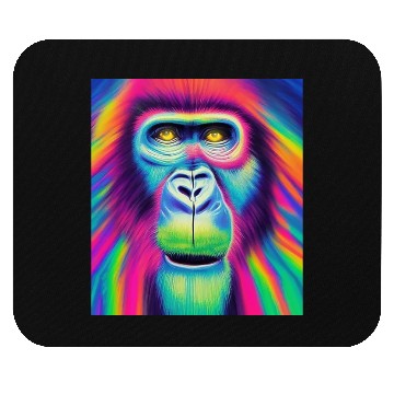 Discover Rainbow monkey abstract portrait , vibrant colors Mouse Pads