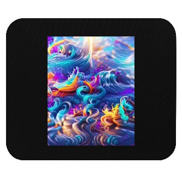 Discover Colorful ocean waves art Mouse Pads