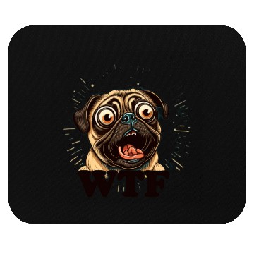 Discover Surprised Cute Cartoon Plug. Open-eyed dog. Mouse Pads