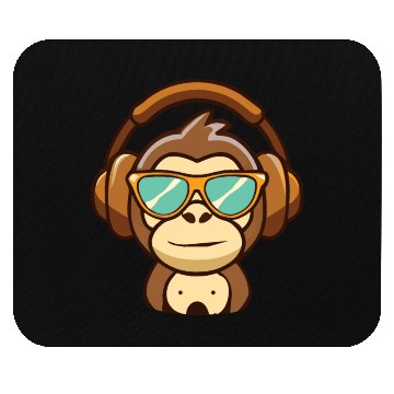 Discover cute music monkey with headphones Mouse Pads