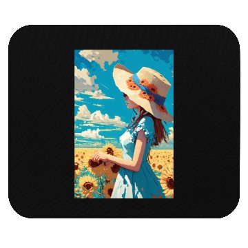 Discover Sunflower girl summer Mouse Pads