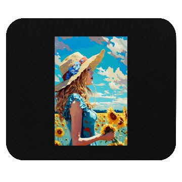 Discover Sunflower girl summer Mouse Pads