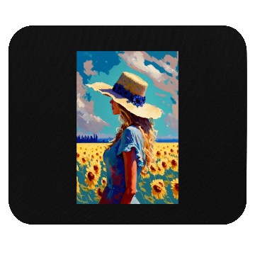 Discover Sunflower girl summer Mouse Pads