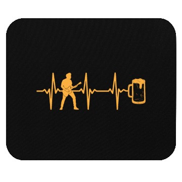Discover Guitar Player Bass Guitar Heartbeat Beer - Bass Gu Mouse Pads