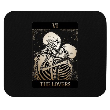 Discover Tarot Card The Lovers Occult Skeleton Skull Witch Mouse Pads