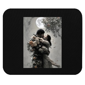 Discover elves love fantastic design flowers and full moon Mouse Pads