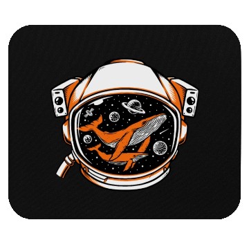 Discover Whales in astronaut helmet orange Mouse Pads