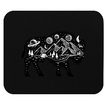 Discover Space and outdoor bison silhouette Mouse Pads