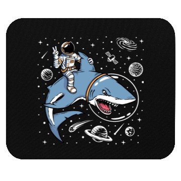 Discover Astronaut riding shark in space Mouse Pads