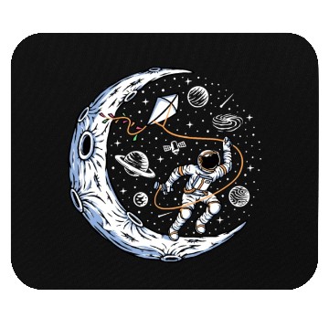 Discover Astronaut flying kite on moon Mouse Pads