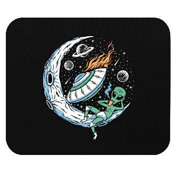 Discover Alien lounging on moon coffee Mouse Pads