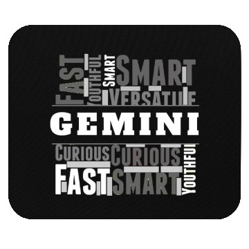 Discover Gemini Zodiac Star Sign Word Cloud Square Monochro Mouse Pads