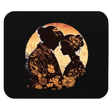 Discover Romantic Embrace, Ukiyo-E Valentine's Day Design, Mouse Pads