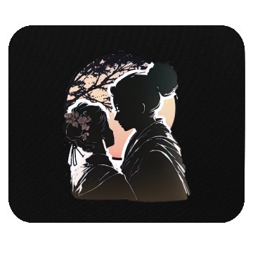 Discover Romantic Embrace, Ukiyo-E Valentine's Day Design, Mouse Pads