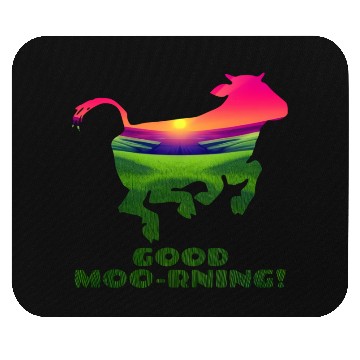 Discover Good Moo-rning! Pop Art Sunrise Leaping Calf Mouse Pads