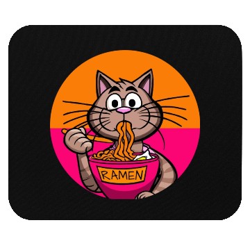Discover Colorful Ramen Cat Orange and Pink Mouse Pads