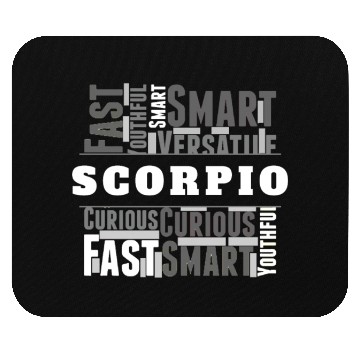 Discover Scorpio Zodiac Star Sign Word Cloud Square Monochr Mouse Pads