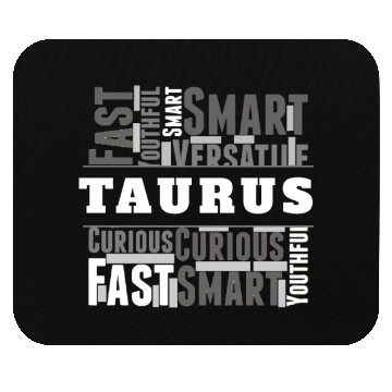 Discover Taurus Zodiac Star Sign Word Cloud Square Monochro Mouse Pads