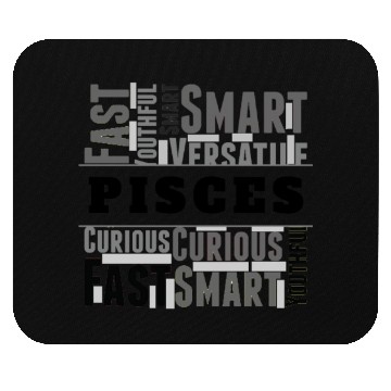 Discover Pisces Zodiac Star Sign Word Cloud Square Monochro Mouse Pads