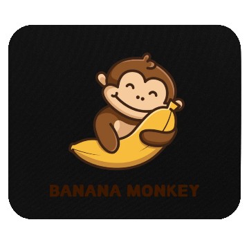 Discover Brown illustrated Monkey and Banana Mouse Pads