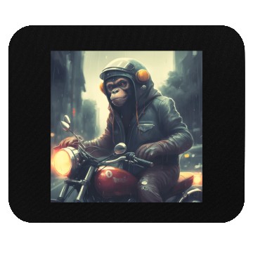 Discover monkey on motorcycle with cool leather jacket Mouse Pads