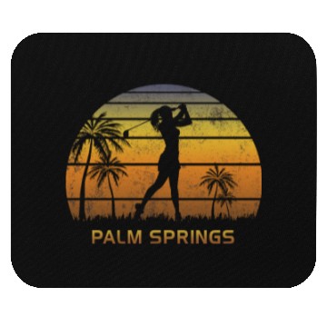Discover Retro Palm Springs Women's Golf Golfing Fan Mouse Pads