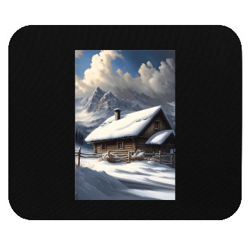 Discover alps winter landscape hut in the snow Mouse Pads