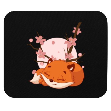 Discover Japanese Fox Cherry blossom Flower sakura kawaii Mouse Pads