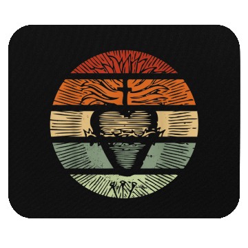 Discover Sacred Heart of Jesus Christ Retro Sunset Art Cath Mouse Pads