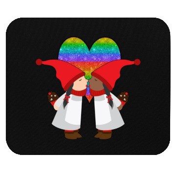 Discover Biracial Lesbian Gnome Valentine Couple Mixed LGBT Mouse Pads
