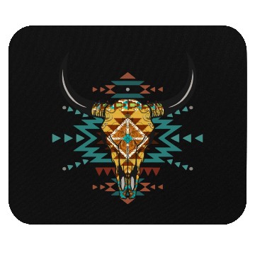 Discover Western Aztec Bull Skull Mouse Pads