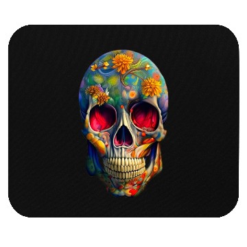 Discover Botanical skull | skull flower potrait Mouse Pads