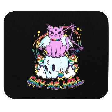Discover Gay As Hell Creepy Cute Gay Pride Cat LGBT Rainbow Mouse Pads
