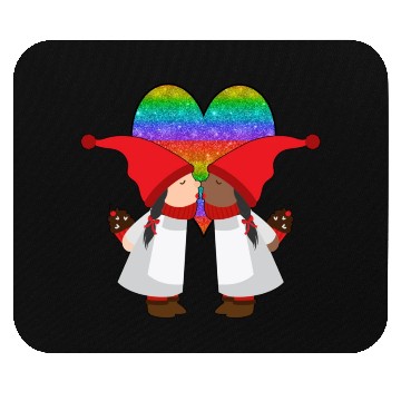 Discover Biracial Lesbian Gnome Valentine Couple Mixed LGBT Mouse Pads