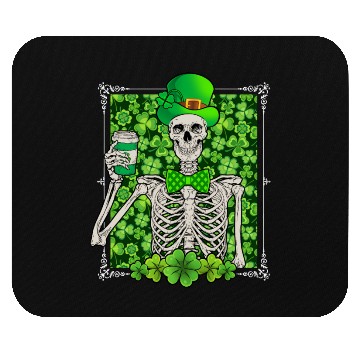 Discover St Patrick's Day Skeleton Shamrock Lucky Mouse Pads