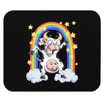 Discover Rainbow cow crazy dancing fun funny Mouse Pads