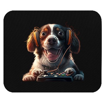 Discover Funny Dog Playing Video Game Mouse Pads