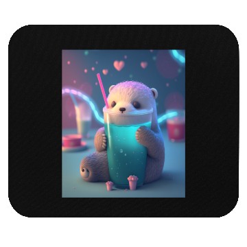 Discover Kawaii Otter Pet Otter Drinking Boba Tea Mouse Pads