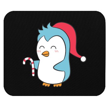 Discover Cute Penguin with Christmas Hat and Candy Cane Mouse Pads