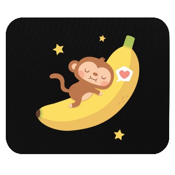 Discover Cute Monkey Hugging Banana Moon Mouse Pads